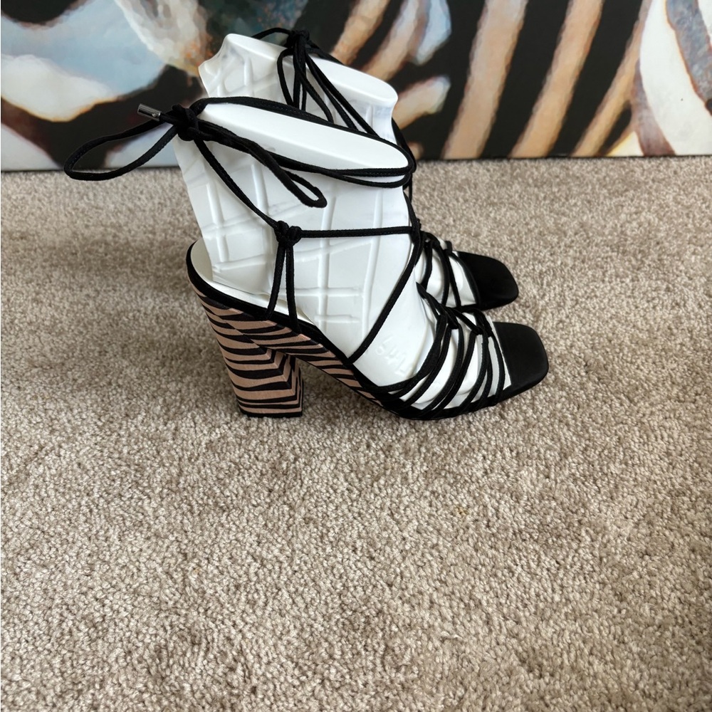 Jessica Simpson Black Supreme Microsuede Strappy Heel Sandals